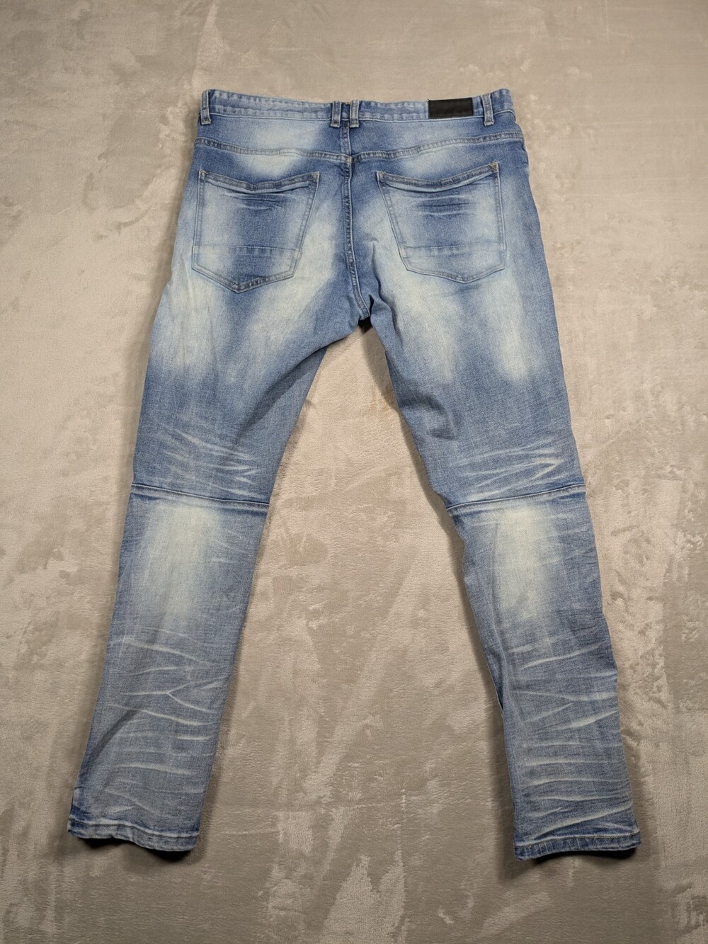 Smoke Rise Mens 36x32 Jeans Light Wash Distressed Biker Moto Slim Denim